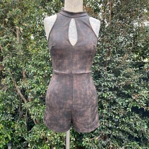 Vintage Y2K Coco Avante Stretchy Brown Short Jumper USA Made Small Romper